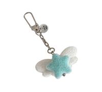 Fuzzy - Portachiavi a forma di stella con ciondolo a forma di ala, accessorio alla moda morbido ed elegante per chiavi del telefono, Verde, Taglia unica