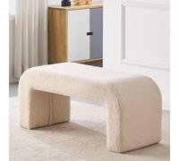 Fuzzy Sherpa - Panca ottomana imbottita con estremità del letto, moderna panca imbottita in tessuto moderno, panca ad arco, sgabelli per soggiorno, camera da letto, ingresso, beige, grande