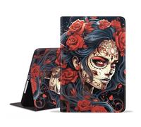 FVAENDHIO Custodia per iPad 10a generazione da 10,9 pollici 2022, custodia protettiva in pelle, supporto regolabile, custodia intelligente per iPad 11,9" 10a generazione, Sugar Skull Girl Roses