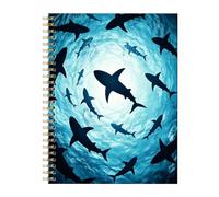 FVBAO Spiral Journal Notebook for Women,A5 College Ruled Notebooks 6"x 8.4", 120 Pages (60 Sheets) Lined Journal with Premium Thick Paper,Perfect for School Office Home(Shark Ocean)