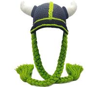 FVCTGHZ Berretto da barbaro vagabondo Originale con Corna vichinghe, Berretto da Sci Divertente con Barba Verde(Green)