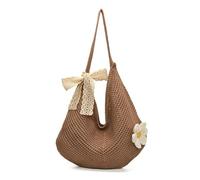 FVCTGHZ Borsa da spiaggia estiva da donna, grande capacità, in tessuto, a tracolla, da spiaggia, for il tempo libero, al mare(Khakisilkscarf)