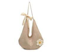 FVCTGHZ Borsa da spiaggia estiva da donna, grande capacità, in tessuto, a tracolla, da spiaggia, for il tempo libero, al mare(Off-whitesilkscarf)