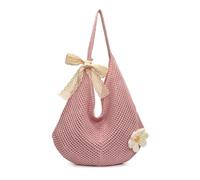 FVCTGHZ Borsa da spiaggia estiva da donna, grande capacità, in tessuto, a tracolla, da spiaggia, for il tempo libero, al mare(Pinksilkscarf)