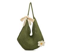 FVCTGHZ Borsa da spiaggia estiva da donna, grande capacità, in tessuto, a tracolla, da spiaggia, for il tempo libero, al mare(Greensilkscarf)