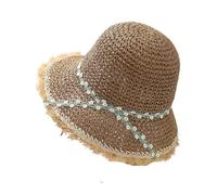 FVCTGHZ Cappelli estivi da donna, cappello da sole con falda a nappa, cappello da pescatore a tesa larga, parasole pieghevole da donna(Khaki 1PC)