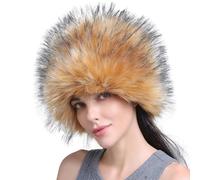 FVCTGHZ Cappelli Invernali in Pelliccia Sintetica for Donna, Copricapo Invernale, paraorecchie in Pelliccia, scaldaorecchie for Il Freddo, Bianco(Brown)