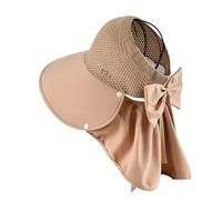 FVCTGHZ Cappello a tesa larga alla moda, scialle, protezione solare, da donna, estivo, anti-UV, vuoto, con visiera a tesa larga.(Khaki 1PC)