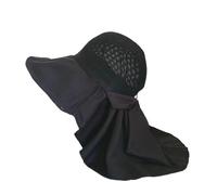 FVCTGHZ Cappello da pescatore con protezione UV da donna, scialle, leggero, traspirante, in rete, con fiocco, a pieghe, for autunno e inverno(Black 1pc)