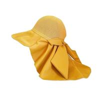 FVCTGHZ Cappello da pescatore con protezione UV da donna, scialle, leggero, traspirante, in rete, con fiocco, a pieghe, for autunno e inverno(Yellow 1pc)