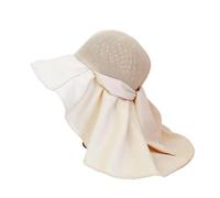 FVCTGHZ Cappello da pescatore con protezione UV da donna, scialle, leggero, traspirante, in rete, con fiocco, a pieghe, for autunno e inverno(Beige 1PC)