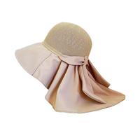 FVCTGHZ Cappello da pescatore con protezione UV da donna, scialle, leggero, traspirante, in rete, con fiocco, a pieghe, for autunno e inverno(Khaki 1PC)