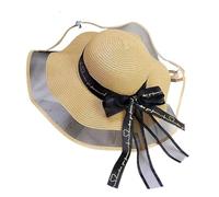 FVCTGHZ Cappello da sole estivo a tesa larga e floscio da donna, berretto da spiaggia, casual, floreale, for le vacanze all'aperto.(Khaki)