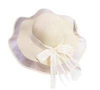 FVCTGHZ Cappello da sole estivo a tesa larga e floscio da donna, berretto da spiaggia, casual, floreale, for le vacanze all'aperto.(Beige)