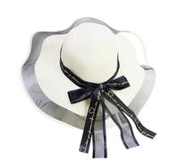 FVCTGHZ Cappello da sole estivo a tesa larga e floscio da donna, berretto da spiaggia, casual, floreale, for le vacanze all'aperto.(White)