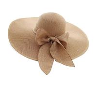 FVCTGHZ Cappello da spiaggia for le vacanze estive, grande, con protezione solare, for donne, alla moda e con nastro di paglia