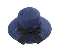 FVCTGHZ Cappello da spiaggia versatile da donna, con fiocco grande e protezione solare, primaverile ed estivo, in paglia intrecciata(Blue)