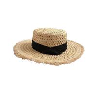 FVCTGHZ Cappello di paglia con parte superiore piatta e cava, ideale for la spiaggia, protezione solare, bordi ruvidi e tesa larga.(Color1)