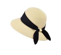 FVCTGHZ Cappello di paglia da donna, estivo, alla moda, da pescatore, da spiaggia, parasole, protezione UV, pieghevole(Black 1PC)