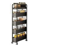 FVCTGHZ Kitchen Multi-Functional Trolley Vegetables Baskets Mobile Cart Snack Rack Living Room Shelves(4L-Black)