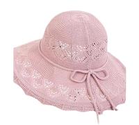 FVCTGHZ Versione cappello di paglia cappello estivo da sole protezione solare onda spiaggia cappello fresco da donna(PINK)