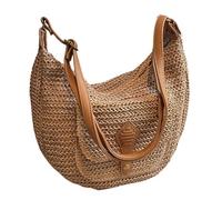 FVDZRFIE Borsa Uncinetto Borsa a tracolla intrecciata versatile da donna, for il tempo libero, ad alta capacità, for le vacanze al mare e sulla spiaggia, in tessuto di(Dark Khaki)