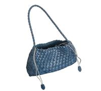 FVDZRFIE Borsa Uncinetto Borsa da donna in PU intrecciata a mano, borsa a secchiello a forma di barca a vela con cesto di verdure, borsa a tracolla casual da vacanza(Dark blue)