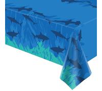FVEOCR 4 pezzi Shark Tablecloth Ocean Theme Birthday Table Cover Sea Animal Theme Party Table Cloth Ocean Birthday Supplies Plastic Table Cover Under The Sea Theme Party Decoration