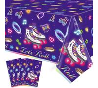 FVEOCR Confezione da 4 coperture per tavoli da pattinaggio a rotelle, tovaglia Let's Roll per feste a tema skate, decorazione per feste a tema anni '80 e '90, stile retrò, hip hop, pattinaggio a