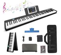 FVEREY Tastiera pieghevole per pianoforte, 88 tasti, semi-ponderata, tastiera elettrica, tastiera digitale portatile con pedale Sustain, borsa, Bluetooth, USB MIDI per principianti, adulti