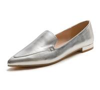 Fversole Women's Loafer Flat Pointed,Mocassino da Donna a Punta Piatta alla Moda Slip On Comode Scarpe da Ufficio per la Guida Pelle vegana con Grana Argento 37 EU