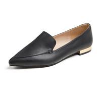Fversole Women's Loafer Flat Pointed,Mocassino da Donna a Punta Piatta alla Moda Slip On Comode Scarpe da Ufficio per la Guida Pelle vegana Liscia Nera 39 EU