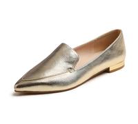 Fversole Women's Loafer Flat Pointed,Mocassino da Donna a Punta Piatta alla Moda Slip On Comode Scarpe da Ufficio per la Guida Pelle vegana a Grana d'oro 39 EU