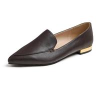 Fversole Women's Loafer Flat Pointed,Mocassino da Donna a Punta Piatta alla Moda Slip On Comode Scarpe da Ufficio per la Guida Pelle vegana a Grana Marrone 38 EU