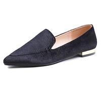 Fversole Women's Loafer Flat Pointed,Mocassino da Donna a Punta Piatta alla Moda Slip On Comode Scarpe da Ufficio per la Guida Velvet Nero 37 EU
