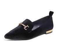 Fversole Women's Loafer Flat Pointed,Mocassino da Donna a Punta Piatta alla Moda Slip On Comode Scarpe da Ufficio per la Guida Nero 38 EU