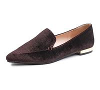 Fversole Women's Loafer Flat Pointed,Mocassino da Donna a Punta Piatta alla Moda Slip On Comode Scarpe da Ufficio per la Guida Velvet Bronzo 39 EU