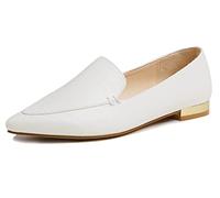 Fversole Women's Loafer Flat Pointed,Mocassino da Donna a Punta Piatta alla Moda Slip On Comode Scarpe da Ufficio per la Guida Bianco 37 EU