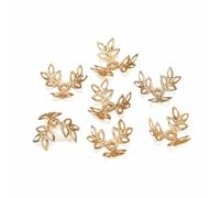 FVFIJH 100 pezzi/lotto 16x16mm Metallic KC Gold Tre foglie Perline distanziatrici Terminali per Gioielli Fai da Te Creazione di Braccialetti Forniture-KC Gold