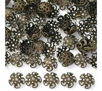 FVFIJH 100 pezzi/lotto 8/9 mm in metallo a forma di fiore di toro di loto, distanziatori terminali per perline per la creazione di gioielli fai da te, ciondoli, accessori per braccialetti-bronzo-9 mm