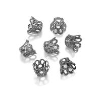 FVFIJH 100 pezzi/lotto oro argento fiori vintage perline filigrana tappi ciondoli per pendenti fai da te creazione di gioielli trovare forniture accessori-nero pistola-5 x 6 mm