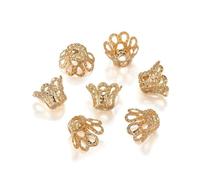 FVFIJH 100 pezzi/lotto oro argento fiori vintage perline in filigrana tappi ciondoli per pendenti fai da te creazione di gioielli trovare forniture accessori-KC Gold-5 x 6 mm