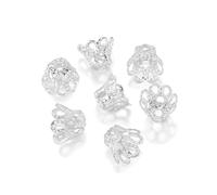 FVFIJH 100 pezzi/lotto oro argento fiori vintage perline in filigrana tappi ciondoli per pendenti fai da te creazione di gioielli trovare forniture accessori-argento-5 x 6 mm