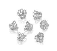 FVFIJH 100 pezzi/lotto oro argento fiori vintage perline in filigrana tappi ciondoli per pendenti fai da te creazione di gioielli trovare forniture accessori-rodio-8 x 11 mm