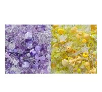 FVFIJH 40 g 2 stili fiori misti cuore AB colore catena per telefono perline collana orecchini perline multi stile per la creazione di gioielli risultati-viola e giallo