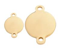 FVFIJH 50 pezzi/lotto in acciaio inossidabile con ciondolo a forma di cerchio, connettore a 2 fori, etichetta vuota per la creazione di gioielli fai da te all'ingrosso - Oro - 20x26 mm