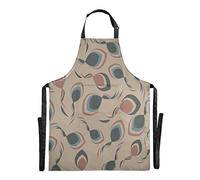 FVFV Pavone Pittura Arte Impermeabile Grembiule Cucina Cuoco Grembiuli da Cameriera con Tracolla Regolabile a 2 Tasche per Bar Giardino Donne Uomini