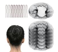 FVOLREM Set di retine per capelli: 20 pezzi 50,8 cm, 40 forcine a U marroni da 6,1 cm, per servizi di ristorazione, chignon, balletto e acconciature versatili