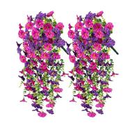 FVPKYUR 2 petunie artificiali, petunie, fiori artificiali, da appendere, petunie, fiori artificiali, esterni, petunie, piante artificiali da appendere, per vaso, giardino, terrazza, sentieri