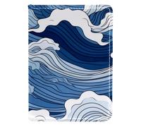 FVQL Custodia per passaporto da viaggio, 10,2 x 14,9 cm, motivo onde astratte oceaniche, Multicolor5245, 10x14cm/4x5.5 in